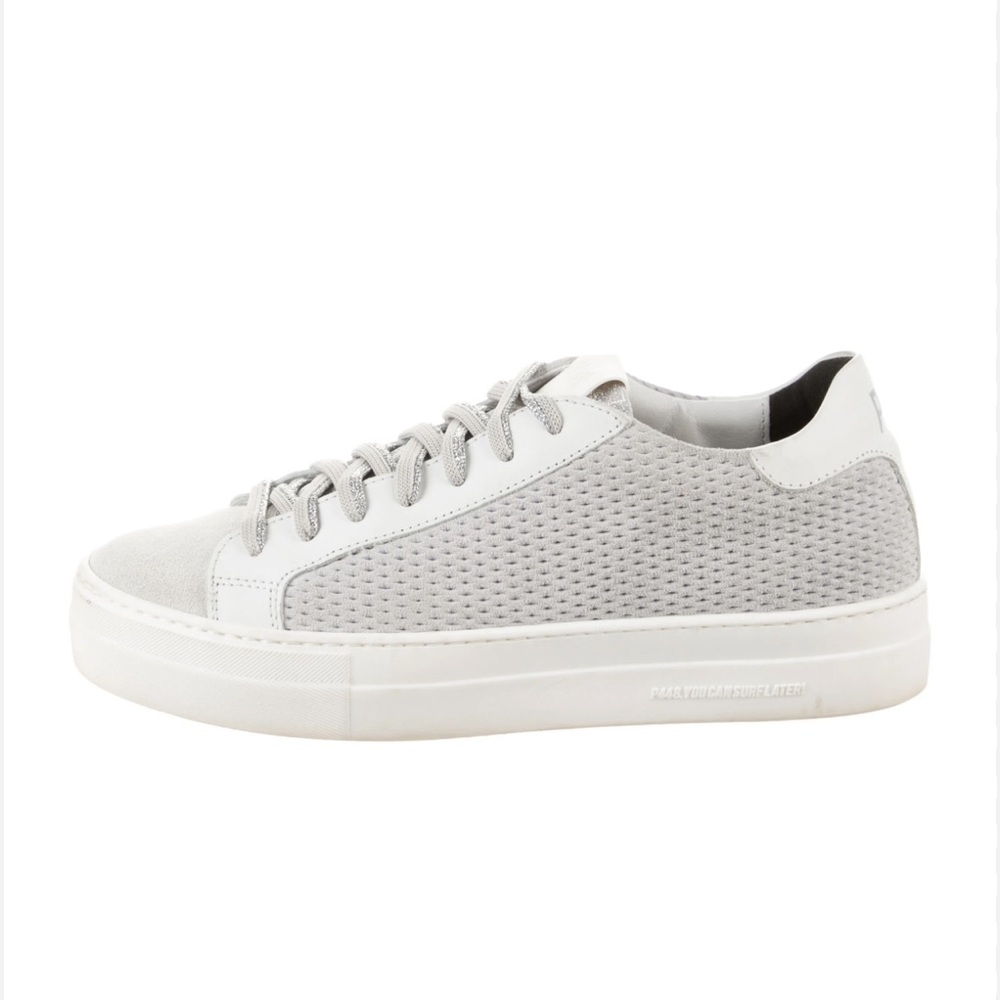 P448 Thea Low Top Sneakers in Stardust Silver Multi size 37 US 7 gently used